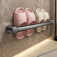 浴室免打孔拖鞋架卫生间置物架厕所壁挂挂架沥水架子鞋子收纳神器 黑色●28CM