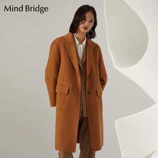 MindBridge中长款羊毛大衣韩版冬季新品百家好羊绒外套女MVCA723F 深米色 155/S