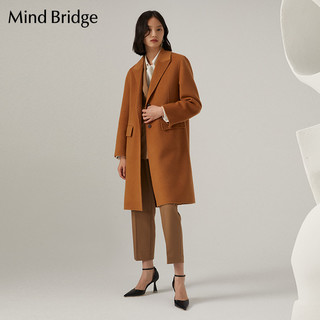 MindBridge中长款羊毛大衣韩版冬季新品百家好羊绒外套女MVCA723F 深米色 155/S