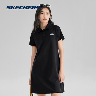 SKECHERS 斯凯奇 2023凉感抗菌女子针织短袖POLO连衣裙纯色简约女裙