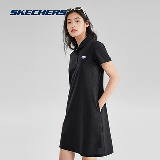 SKECHERS 斯凯奇 2023凉感抗菌女子针织短袖POLO连衣裙纯色简约女裙