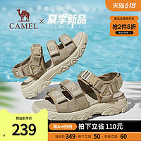 CAMEL 骆驼 男鞋2023新款户外运动凉鞋男款夏季增高厚底魔术贴休闲沙滩鞋