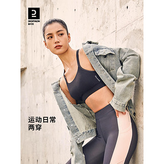 迪卡侬（DECATHLON）运动内衣女跑步健身防震内衣裹胸美背文胸健身背心女RUNW 橄榄绿_23年新（有胸垫） M