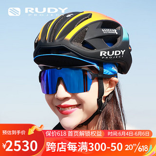 Rudy Project 璐迪 自行车头盔男女骑行装备公路车破风盔巴林胜利车队款23年环法EGOS 黑/橙红（哑光）