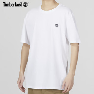 Timberland 短袖男士夏季新款户外运动宽松半袖印花透气黑色T恤  A6DKU100/白色