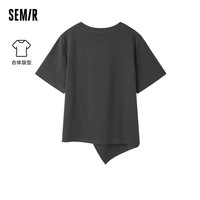 森马 Semir短袖T恤女短款开叉2023新款美式辣妹字母夏装小众
