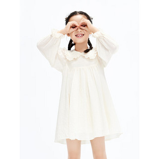 little MO&Co.little moco童装23春装新款女童娃娃领长袖连衣裙子KBC1DRS012 米白色 120/56