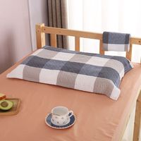 柳伊(Liuei)纯棉水洗棉枕巾日式格子纱布枕头巾一对装一个全棉单人学生宿舍 复古大格兰 枕巾一只装