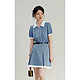 ZIQIAO 自巧 小个子高级感时髦衬衫短裙套装女2023夏季新款显瘦气质半身裙 牛仔蓝衬衫 1