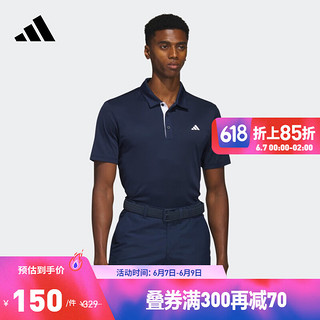 adidas 阿迪达斯 官方男装高尔夫运动翻领短袖POLO衫IA5448 学院藏青蓝 A/L