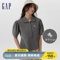 Gap 盖璞 女装夏季2023新款LOGO减龄泡泡袖POLO领短袖659476休闲上衣