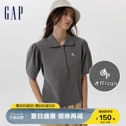 Gap 盖璞 女装夏季2023新款LOGO减龄泡泡袖POLO领短袖659476休闲上衣