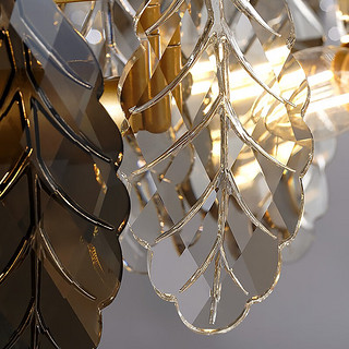 铜登印象现代轻奢水晶灯客厅灯吊灯创意玻璃羽毛餐厅灯灯饰灯具 7头直径70CM