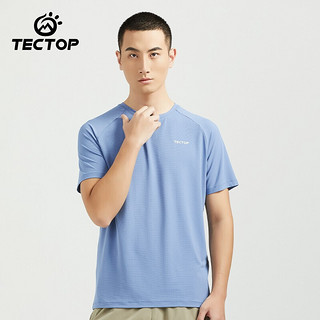 探拓（TECTOP）舒适休闲圆领T恤 情侣款户外运动休闲短袖 男款海空蓝 L