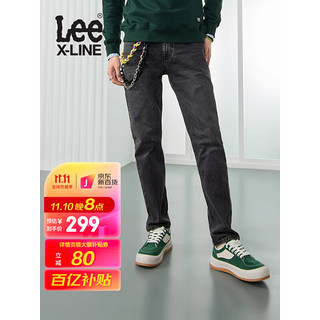 LeeXLINE22秋冬新款705标准大锥形黑色男牛仔裤LMB1007053YS-475 黑色（31裤长） 34
