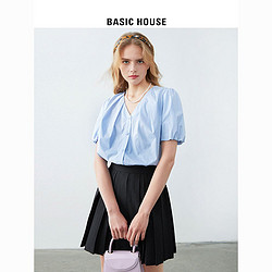 BASIC HOUSE 百家好 女款泡泡袖衬衫