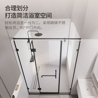 大白淋浴房无边框玻璃隔断干湿分离浴屏浴房浴室沐浴房雅韵一字不锈钢 1.2-1.29m*1.9m 雅黑