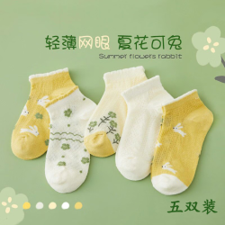 御狮航 春秋夏季B类儿童宝宝袜子婴儿女孩公主花边中筒网眼透气薄款纯棉 夏季花朵花边袜 17-23码