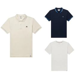 HAZZYS 哈吉斯 前胸绣花章POLO衫+抗菌素色小狗圆领T恤+撞色扁机领短袖POLO衫