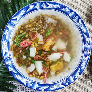 黄富兴苏式绿豆汤杯夏季清凉红绿丝绿豆粥解暑配料即冲即食即饮用