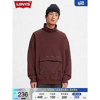 LEVI 's李维斯2023春季男士酒红色立领宽松时尚卫衣 酒红色 XS