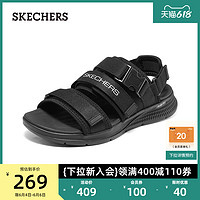 SKECHERS 斯凯奇 男士夏季运动凉鞋外穿沙滩鞋厚底缓震舒适休闲鞋子