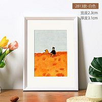 花衣裳(HUAYISHANG)简约实木画框挂墙相框装裱挂墙水彩素描展示画装裱油画外框可定制 白色-2813款 8开挂墙