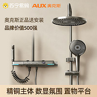 AUX奥克斯1566淋雨花洒精铜沐浴喷头家用卫生间淋浴器枪灰色花晒套装