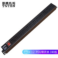 TOTEN 图腾 PDU 12位10A 3M 机柜插座