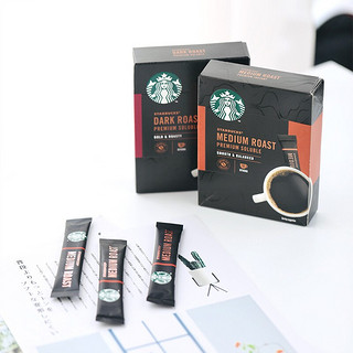 STARBUCKS 星巴克 黑咖啡0糖低脂精品速溶咖啡特选研磨中度烘焙深度烘焙特享 盒装中度*2+深度*3