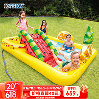 INTEX 57158水果乐园戏水池 家用卡通滑梯喷水池充气游泳池海洋球池