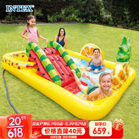 INTEX 57158水果乐园戏水池 家用卡通滑梯喷水池充气游泳池海洋球池