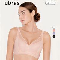 Ubras 蕾丝透气大杯文胸罩无钢圈女士大胸显小超显瘦内衣2023新款