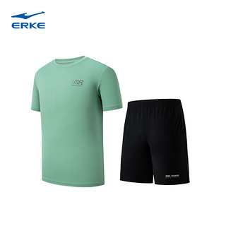 ERKE 鸿星尔克 运动套装男夏季男士速干衣健身跑步套装冰丝短袖t恤短裤
