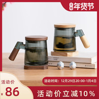 南山先生玻璃杯泡茶杯茶水分离杯子带盖过滤个人专用办公室水杯男