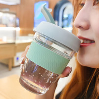 钢化玻璃咖啡杯随行杯ins风防摔便携水杯夏季简约家用早餐女杯子