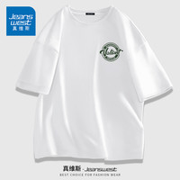 JR真维斯短袖t恤男夏季男生体恤纯棉男士半袖男款衣服恤2023新款t 浅米#ZS冰柠檬后图 XL 宽松舒适袖口