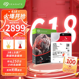 SEAGATE 希捷 NAS硬盘 12TB 256MB 7200转 PMR CMR垂直技术 网络存储 SATA 希捷酷狼PRO  ST12000NT001