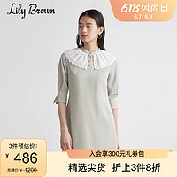 Lily Brown 春夏  甜美蕾丝边娃娃领半袖连衣裙LWFO211045