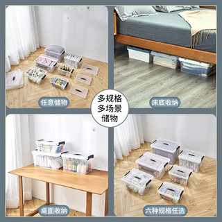 纳仕德 透明收纳箱 100L 1个装 加厚塑料手提整理衣物大号储物箱 BY10