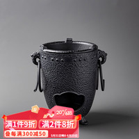 容山堂老铁壶铸铁泡茶壶家用电陶炉烧水壶提梁老白茶煮茶壶 双耳铸铁炭炉-贺兰