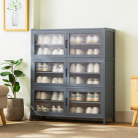 木马人入户鞋柜玄关柜鞋架门口换鞋凳简易家用收纳柜隔断柜大容量阳台柜 六层83长