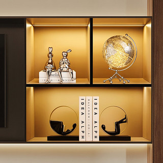 贝汉美（BHM）简约现代创意酒柜装饰品摆件客厅书房办公室电视柜玄关装饰品 金色套装（不含仿真书）