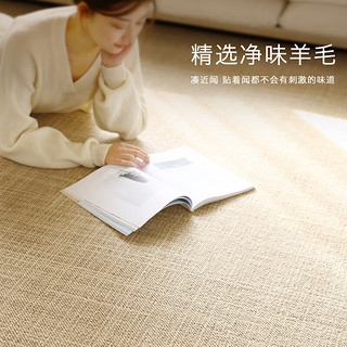 优立地毯 羊毛地毯客厅编织简约免打理耐脏卧室地毯 原木01-198X300CM