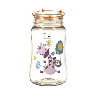 日康 宽口径有手柄自动奶瓶 宽口有柄自动奶瓶 240ml PPSU RK-3165 新款颜色图案随机