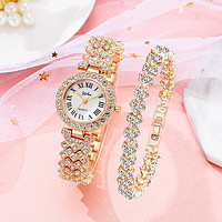 外贸爆款女性玫瑰金手表时尚石英钻石手表