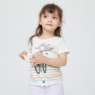 Gap女幼童纯棉3D洋气宽松短袖T恤833423夏季款儿童装运动上衣潮