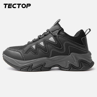 探拓（TECTOP）户外登山鞋 情侣款舒适防滑低帮透气越野鞋减震徒步鞋 男款黑色 43