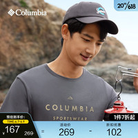 Columbia户外23春夏新品情侣同款男女休闲运动圆领短袖T恤AE1363 011(男女同款) L(180/100A)