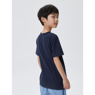 Gap男童夏季2023新款LOGO纯棉运动短袖T恤559880儿童装亲子装上衣 海军蓝 110cm(XS)